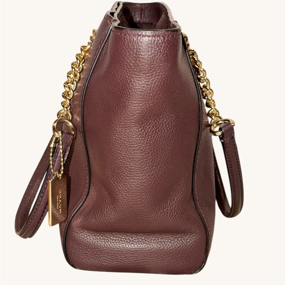 Coach Turnlock Chain Tote Polished Pebble Leather Gold Hardware - Picture 12 of 16